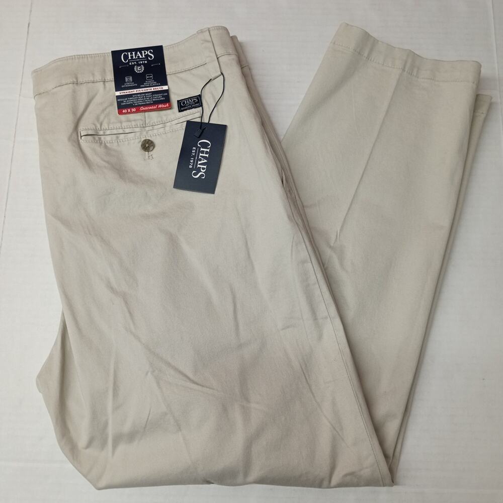 Chaps Straight Fit Chino Pants‎ Men's Size 40x30 Beige Seacoast Wash